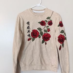 Rose embroidered sweatshirt